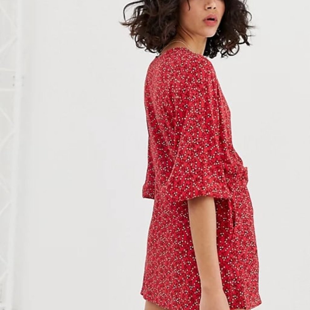 Free People Clara Floral Tunic Dress Red Small - Picture 2 of 16